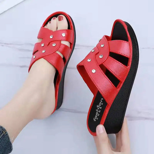 Shoes for Women Summer Women High Heel Slippers Thick Bottom Fashion Home Non-slip Mother Shoes Women Sandals Slippers Women Good Vibrations