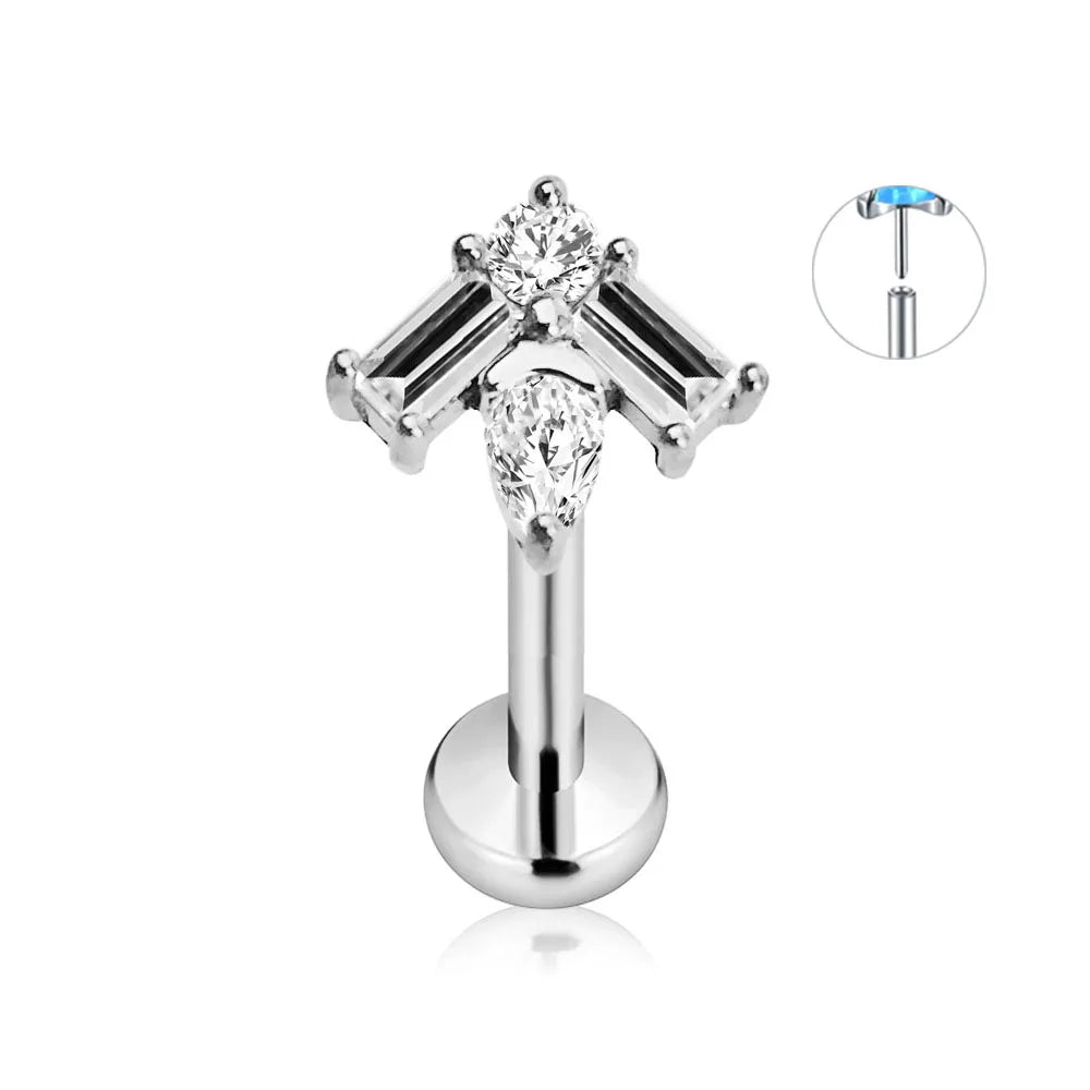 ASTM F136 G23 Titanium Flower Petals Star Heart Butterfly Threadless Piercing Pin Push in Labret Daith Conch Earring 16G 18G 20G Good Vibrations