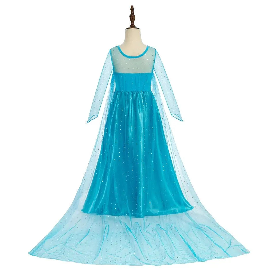 Halloween Elsa Dress for Girls Children Party Princess Costume Kids Disguise with Long Cloak Girl Snow Queen Carnival Clothes Good Vibrations