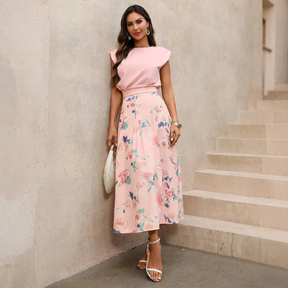 Elegant women's outfit - 2026 new summer open-front blouse with belt and half-length skirt set Good Vibrations