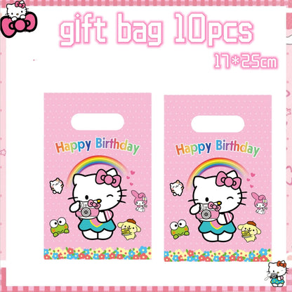 Hello Kitty Birthday Party Decoration Disposable Tableware Cup Plate Tablecloth Balloons Baby Shower Girls Party favors Supplies Good Vibrations