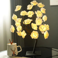 24LED Table Lamp Rose Flower Tree USB Night Lights Christmas Decoration Gift for Kids Room Rose Flower Lighting Home Decoration Good Vibrations