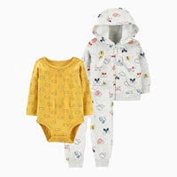 3pcs Baby Clothes Set for Newborns Toddler Girl Boy Clothes Hooded Jacket Trousers + Bodysuits 3pcs Child sets Infant Outfits Good Vibrations