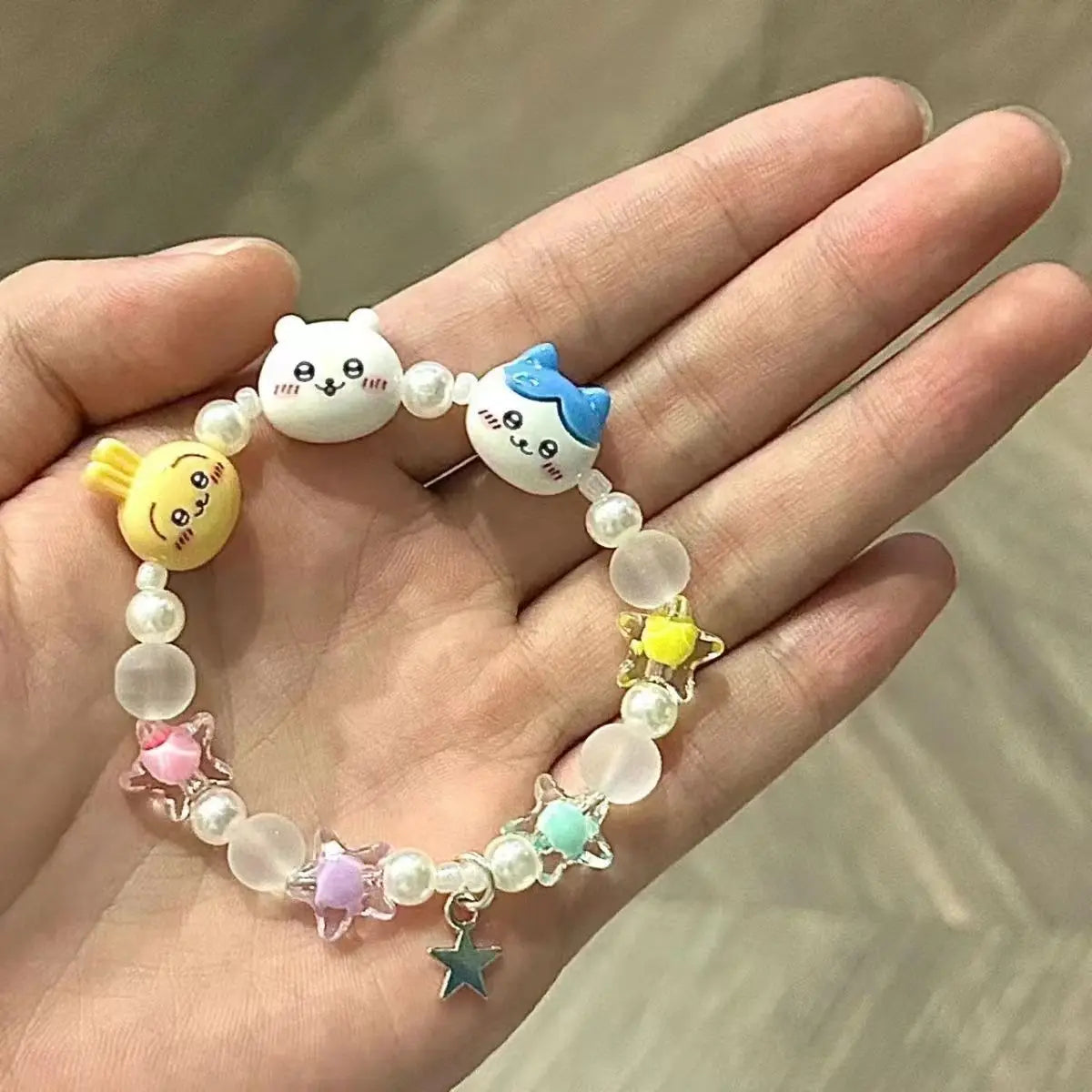 Chiikawas Bracelet Cute Cartoon Figure Resin Bracelets Jewelry Girls Women Friendship Fashion Birthday Gifts Beads Accessories Good Vibrations