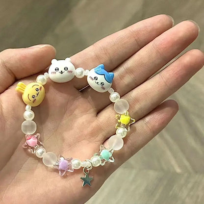 Chiikawas Bracelet Cute Cartoon Figure Resin Bracelets Jewelry Girls Women Friendship Fashion Birthday Gifts Beads Accessories Good Vibrations