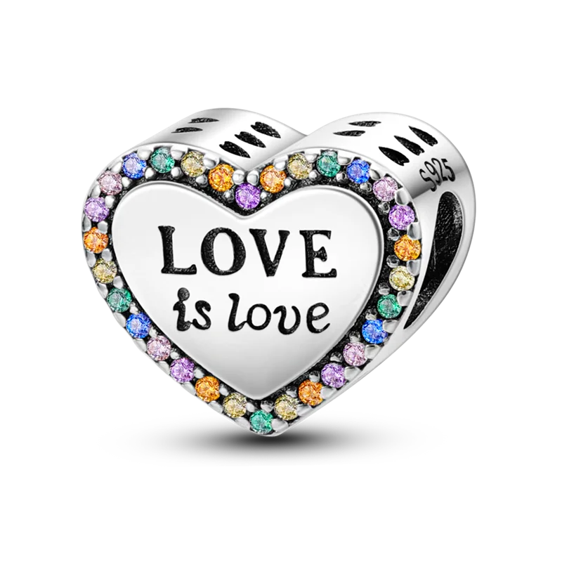Heart Shape 925 Sterling Silver Family Lover Affection Pendant Charm Beads Fit Original Bangle Bracelet DIY Jewelry For Women Good Vibrations