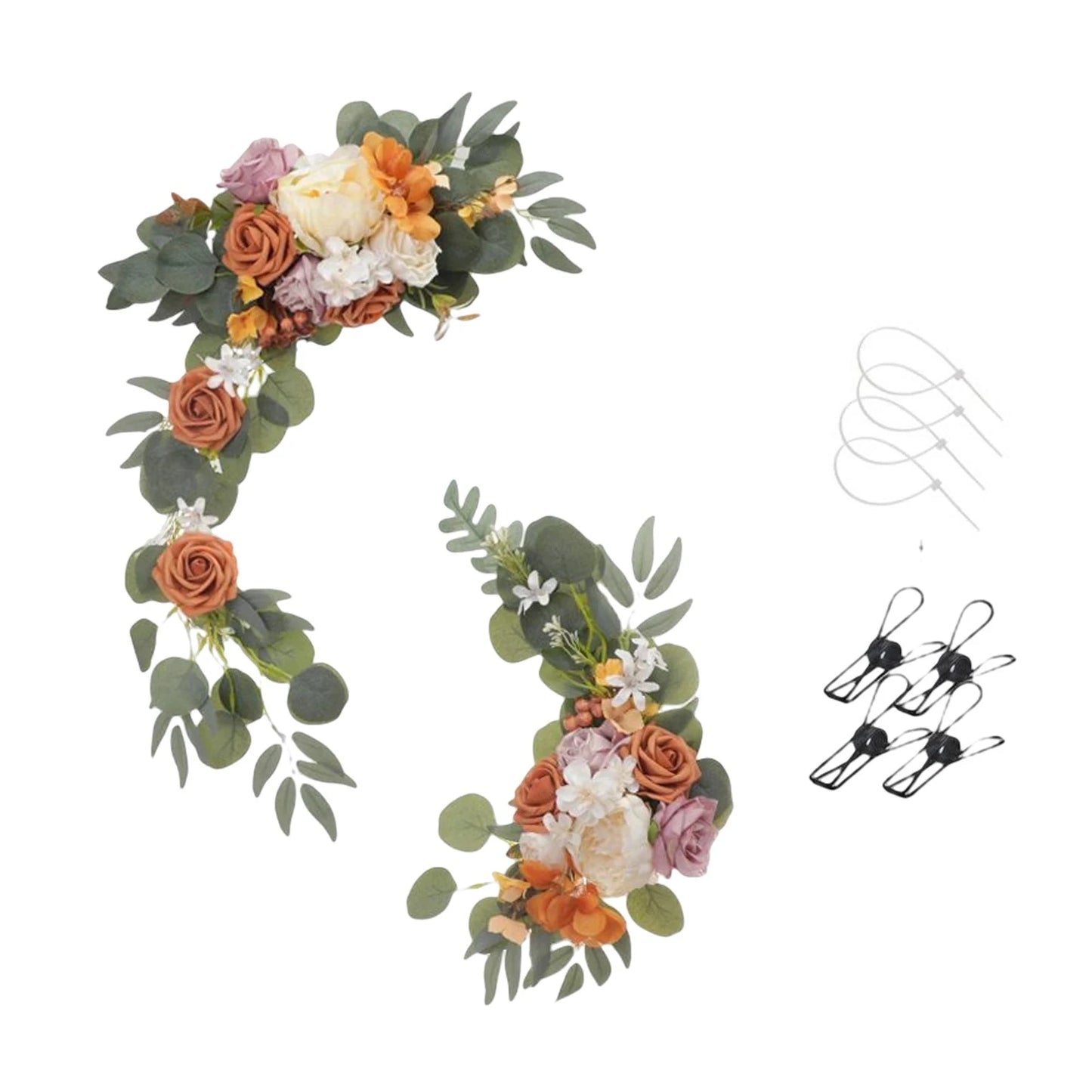 Large 2Pcs Artificial Flower Swag Floral Swag Garland Wedding Arch Flowers Kit for Sign Rustic Artificial Floral Swag Arch Decor Good Vibrations
