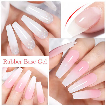 BORN PRETTY Milky Pink Rubber Base Gel Nail Polish Glitter 15ml Semi-Permanent Varnish Soak Off Self Leveling UV LED Gel Good Vibrations