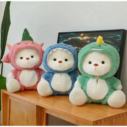 Teddy Bear Cosplay Pig Dinosaur Cute Plush Toy Stuffed Cartoon Animsl Detachable Hat Brown Bear Plushie for Kids Birthday Good Vibrations