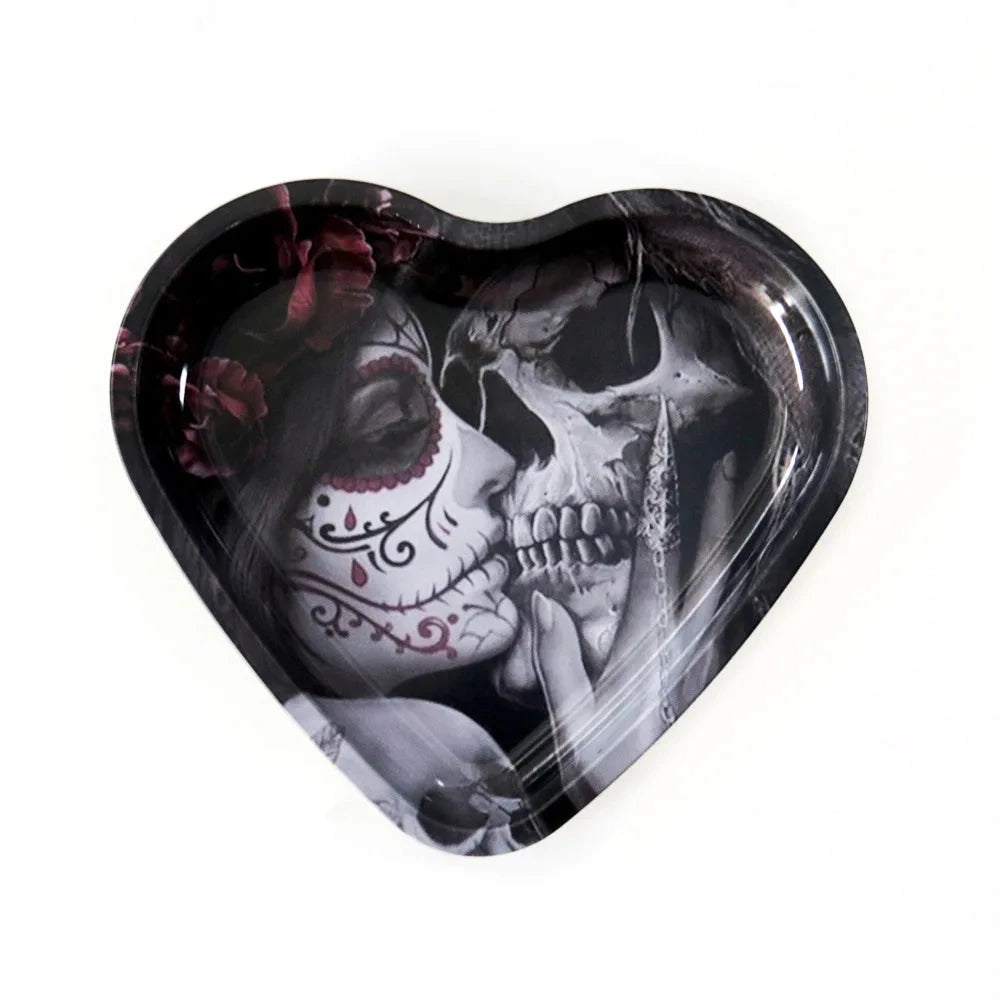 Love-Shaped Cigarette Tray Tobacco Metal Rolling Tray 16.5x18CM Plate Cmoking Smoking Accessories Storage Tray Good Vibrations Adult Super Store