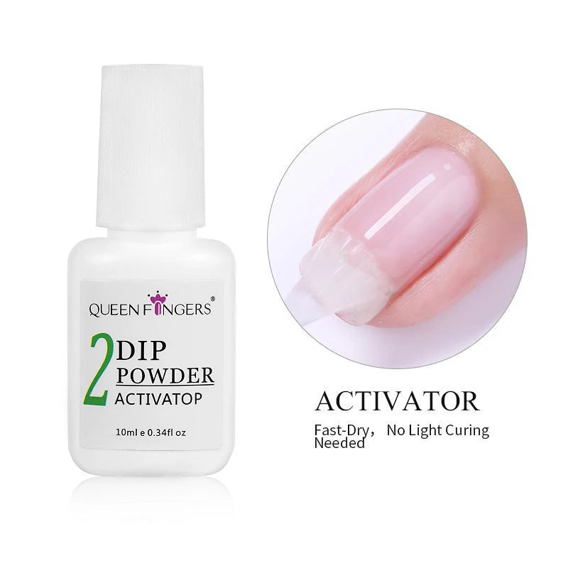 1-4pcs Nail Dipping Powder System Liquid Kit 10ml Base, Activator, Top, Brush Saver Nail Art Natural Dry Without UV Lamp Cure 34 Good Vibrations