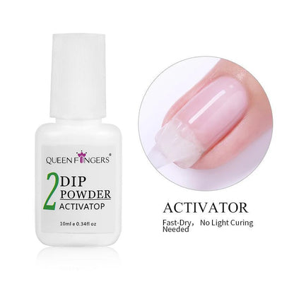 1-4pcs Nail Dipping Powder System Liquid Kit 10ml Base, Activator, Top, Brush Saver Nail Art Natural Dry Without UV Lamp Cure 34 Good Vibrations