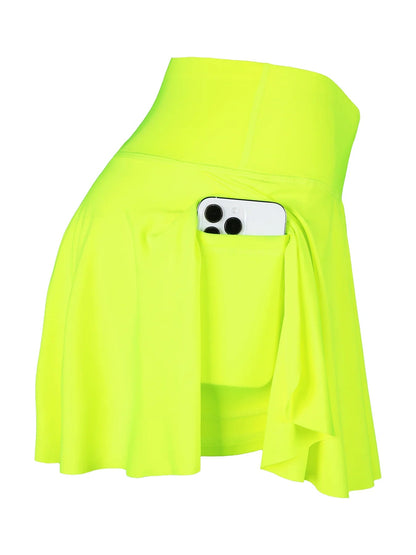 Women's Cross Waist Fake Two Pieces Sports Tennis Pockets Pant Skirt For Workout Fitness Badminton Yoga Fitness Running Marathon Good Vibrations