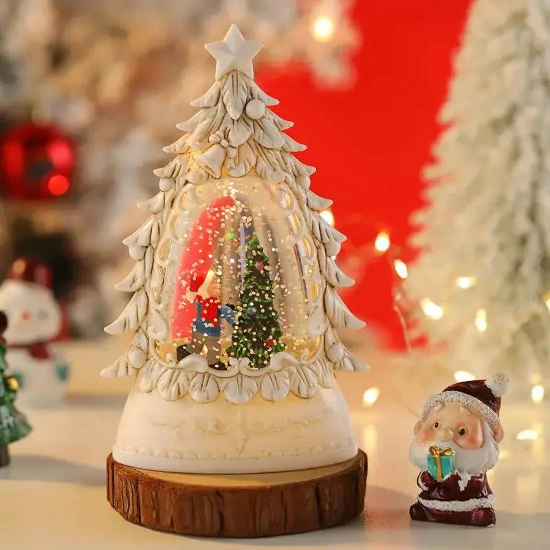 Christmas Illuminated Night Lights Decorate The Desktop with Snowflake and Christmas Wind Lanterns Creating A Festive Atmosphere Good Vibrations