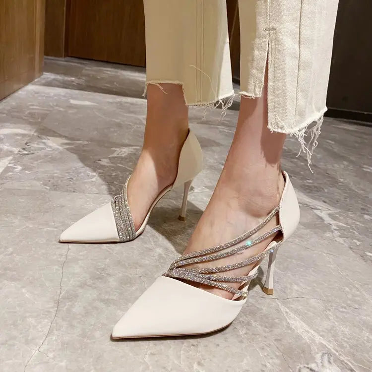 Women Evening Party High Heels New  Pumps Elegant Ladies Pointed To Black  Strappy Stripper Shoes for Women Good Vibrations