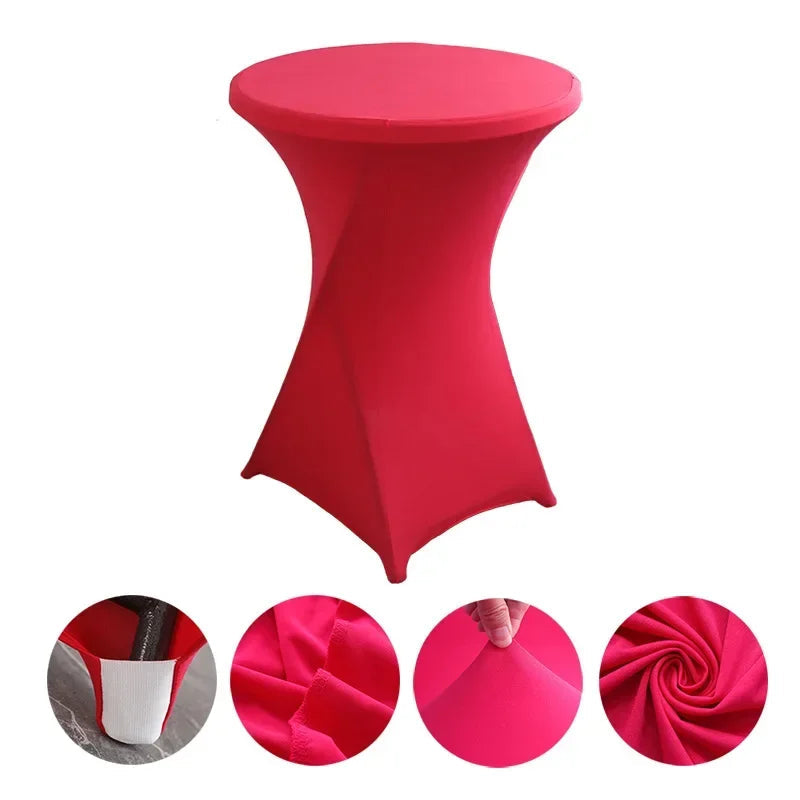 Wedding Birthday Party Decoration Cocktail Spandex Table Covers Round Cloth High Bar Banquet Hotel  Show Solid Colour Good Vibrations