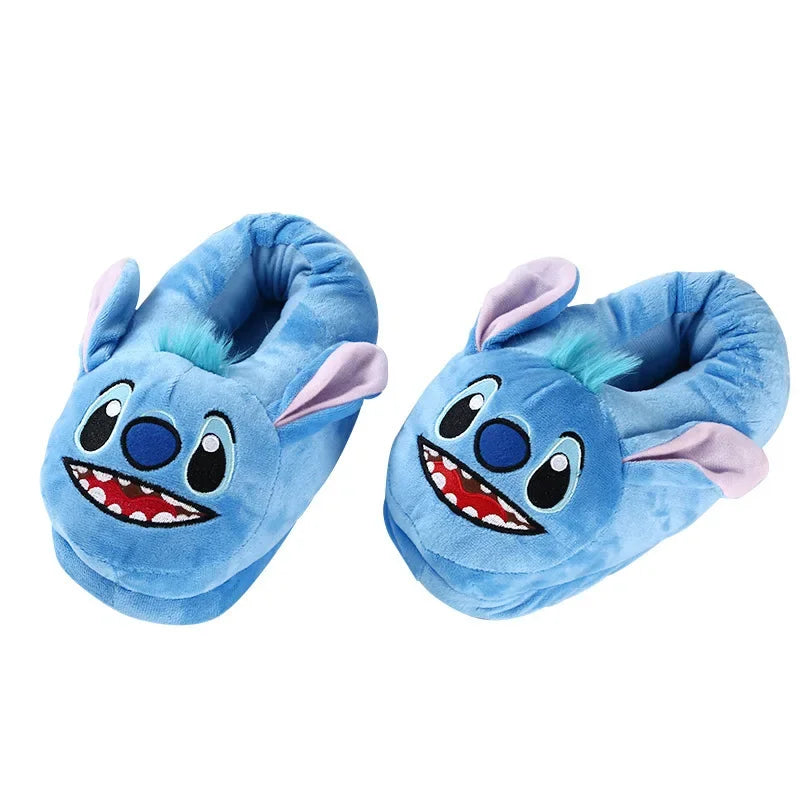 Cartoon Stitch Plush Home Slippers Cute Autumn Winter Cotton Warm Slipper Kids Women Stuffed Doll Indoor Shoes Christmas Gift Good Vibrations