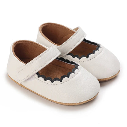 White Spring and Autumn 0-18M Baby Cute Bow Princess Shoes Casual PU Soft Rubber Bottom Anti slip Princess Shoes Walking Shoes Good Vibrations