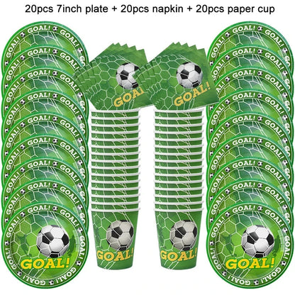 Soccer Party Disposable Tableware Paper Plates Cups Napkins Tablecloth Kids Boys Football Birthday Party Decoration Supplies Good Vibrations