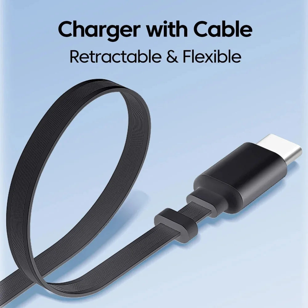 3 In 1 80W GaN Fast Charger Built-in Retractable Type-C Cable USB Type-C Charging Head For Universal USB Charging Power Adapter Good Vibrations