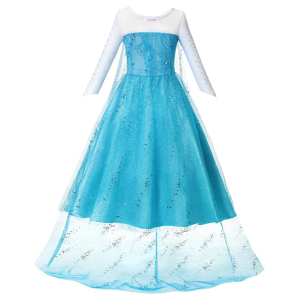Summer Fancy Queen Elsa Anna Costume Girls Princess Dress Toddler Halloween Cosplay Party Vesidos For 2-10 Years Good Vibrations