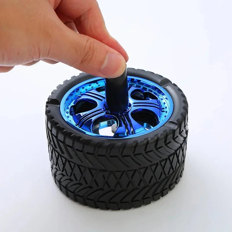 New Creative Tyre Hub Rotating Style Fashion Ash Tray Alloy Round Smokeless Press Up Ashtray portable ashtray Good Vibrations Adult Super Store