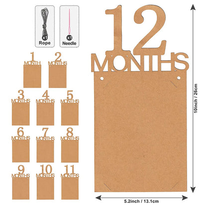 1st Birthday Photo Banner for Baby from Newborn to 12 Months First Birthday Decorations Boy or Girl Monthly Milestones Garland Good Vibrations