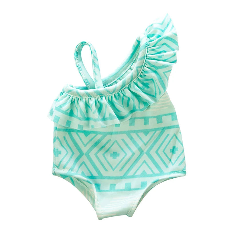 Cute Swimming Suit for 16-18Inch American Doll Sweet Heart Print Doll Swimsuit Clothes for 43Cm Newborn Baby Doll Kids Gift Good Vibrations