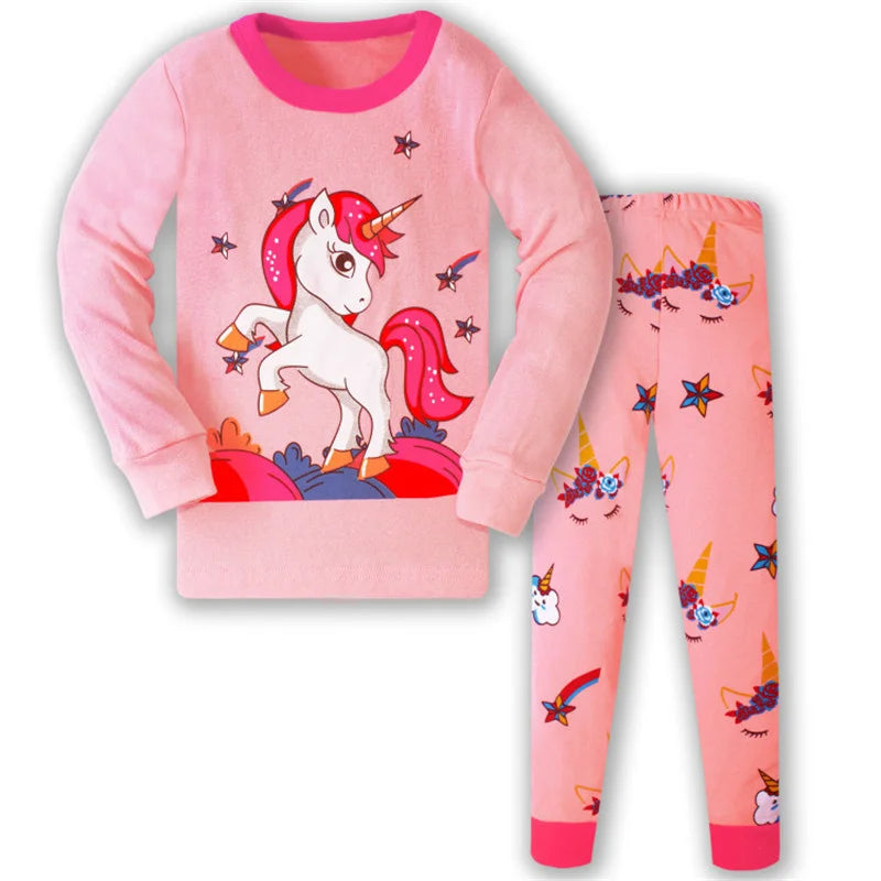 Jumping Meters 3-8T Flamingo Print  Autumn Winter Girls Sleepwear Fashion Children's Home Clothes Kids Pyjamas Costume Good Vibrations