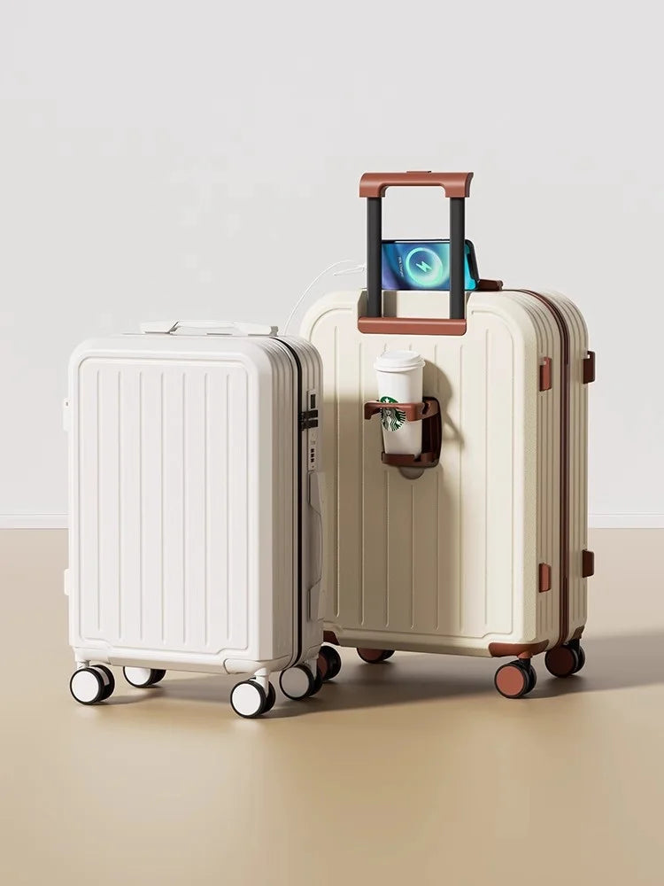 Stylish Lightweight Hardshell Luggage Trolley Case with USB Port, Perfect for Women Travel & Business 20/22/24/26/28 Inch Good Vibrations