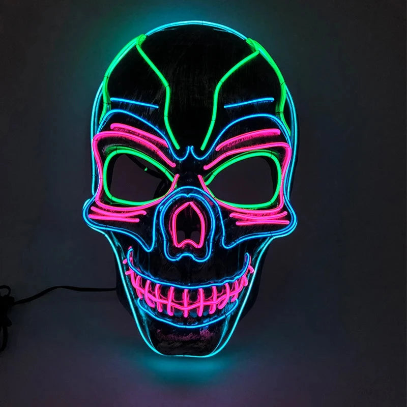 Halloween Carnival Party Costume Decoration Luminous LED Mask Halloween Mask LED Maske Light Up Party Masks for Glow Party Good Vibrations