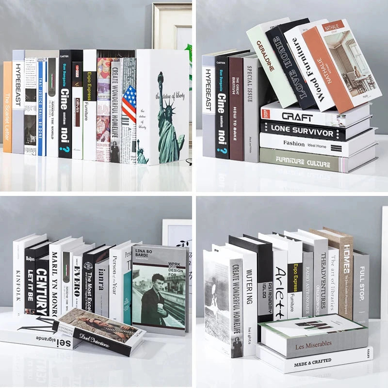 Modern fake book ornament Nordic light luxury simulation book living room home store decoration photo props book case box Good Vibrations