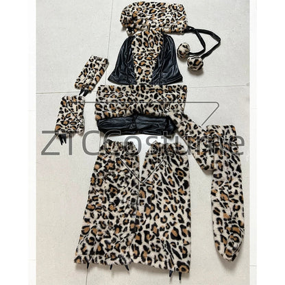 Halloween Leopard Cosplay Costumes-for-role-playing Short Carnival Costume Woman Adult Animals Hooded Dress With Tail Good Vibrations