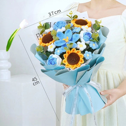 Teachers' Day Gift Bouquet Cross-border Finished Product Hand-knitted Wool Large Opening Tulip Simulation Flower Wholesale Good Vibrations