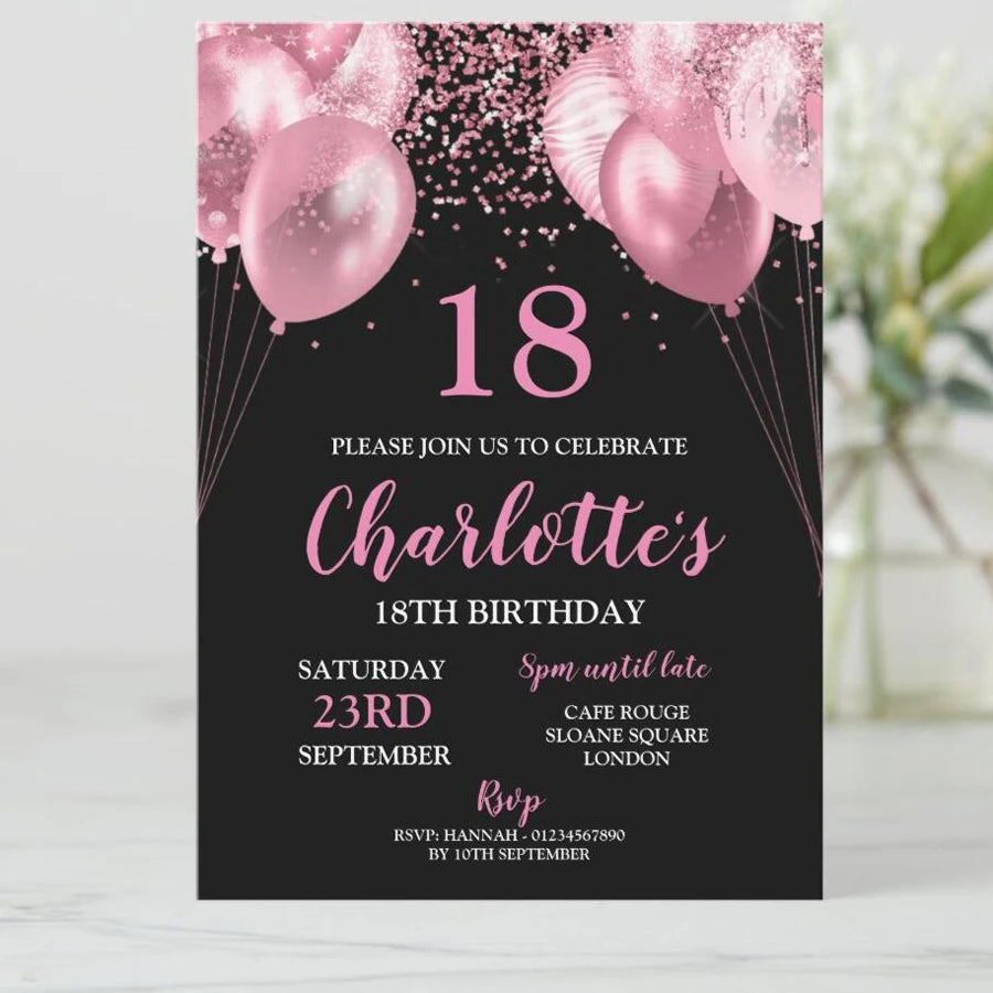 5/20/100pcs 18th birthday invitations, Watercolor Blue Floral birthday invitations 18, Sunflower Birthday Invitation Good Vibrations
