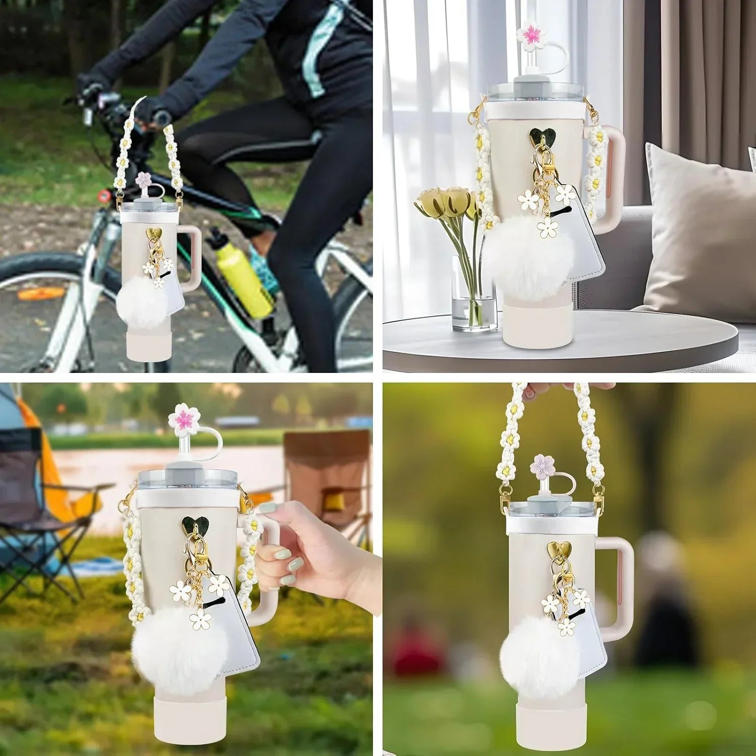 12PCS Accessories for Stanley Cup 30oz 40oz Tumbler Water Bottle Handle Strap Straw Toppers Keychain Charms Silicone Cup Boot Good Vibrations Adult Super Store