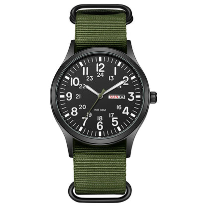 2024 TPW Field Watch Easy Reading Fabric Strap 24 Hours Display Quartz Movement Good Vibrations