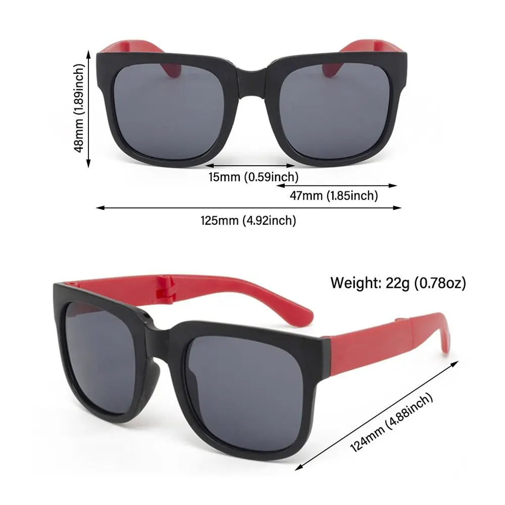 Square Frame Kids Sunglasses Fashion UV 400 Outdoor Foldable Sunglasses Children Eyewear for Toddler Boys and Girls Good Vibrations