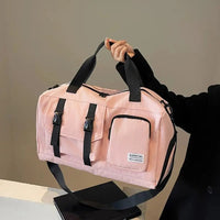 Oxford Fitness Duffel Bag Single Shoulder Lightweight Travel Luggage Bag Waterproof Large Capacity Weekender Bag Sports Good Vibrations