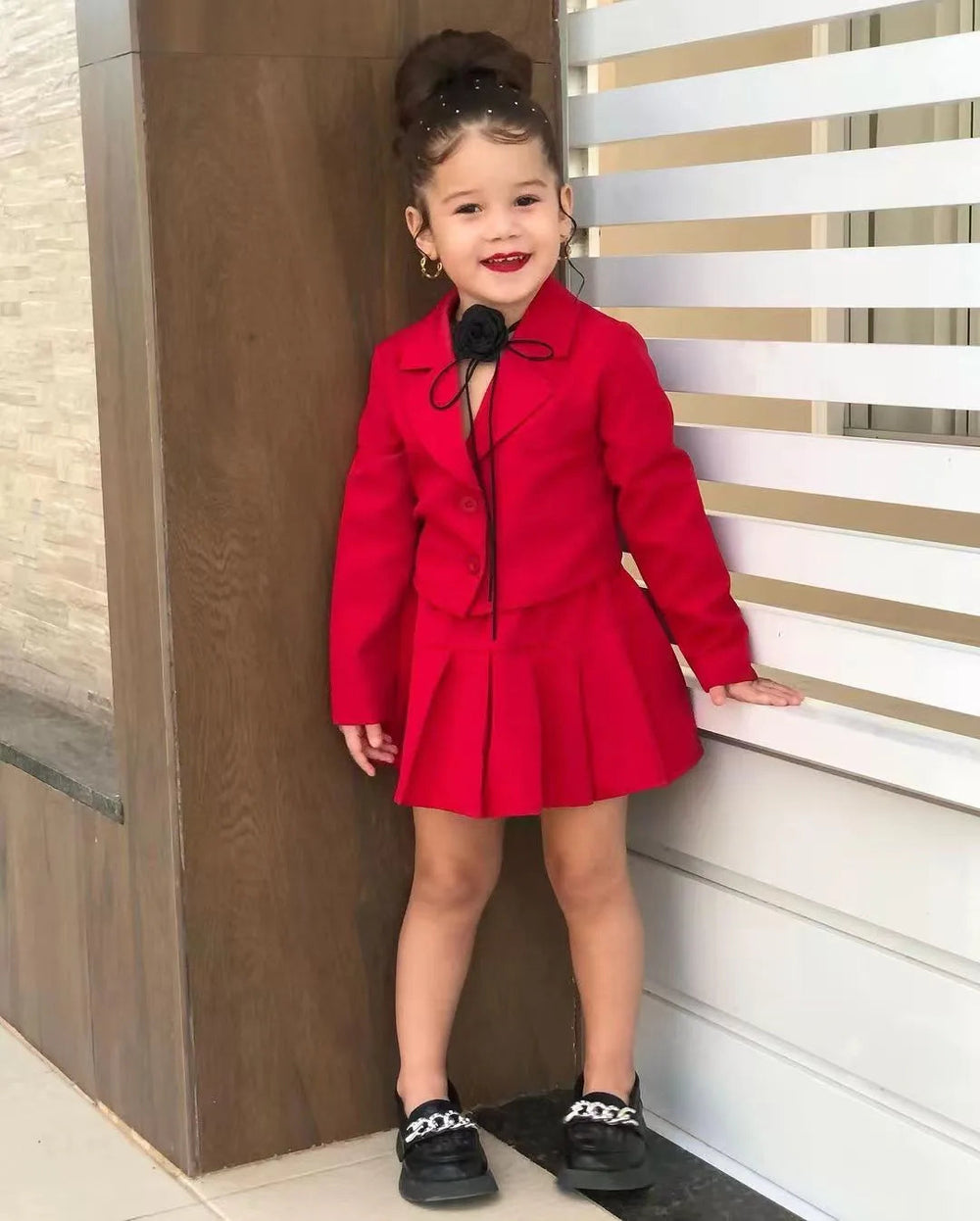 Toddler Girl Clothes 2pcs Set Girl's Coat Outfit Button Front Jacket & Skirt Set Toddler Kid's Clothing For Spring Autumn 2-8Y Good Vibrations