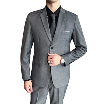 Suit (suit +Vest+Pants) Formal Business Men Four Seasons Professional Fashion Gentleman Solid Color Outdoor British Style Suit