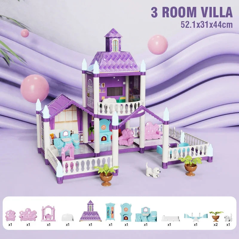 Puzzle DIY Toy Villa Houseplay Educational Large Size Bigger Enjoyable And Fun Doll House House Set Of Toys Good Vibrations