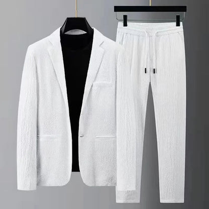 2024 Summer and Autumn New Fashion Suit Men's Long Sleeved High End Quality Casual Set Korean Edition Casual Two Piece Set Good Vibrations