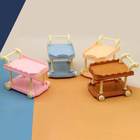 Cute Doll House Decoration Toy 1:12 Mini Trolley Dining Cart Dollhouse Storage Shelf Kitchen Model Ornaments Furniture Accessory Good Vibrations