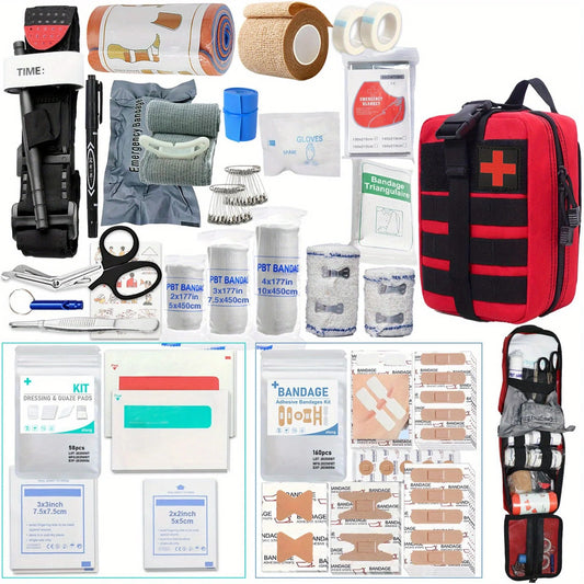 363pcs Survival Kits Camping Equipment Supplies Emergency, Portable Self-defense Gift For Camping, Outdoor First Aid Kit Mini Good Vibrations