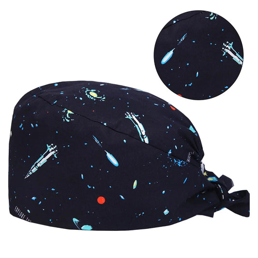 Hat Men Adjustable Bouffant Bonnet Working Hats Print Scrub Cap Button Elasticity Good Vibrations