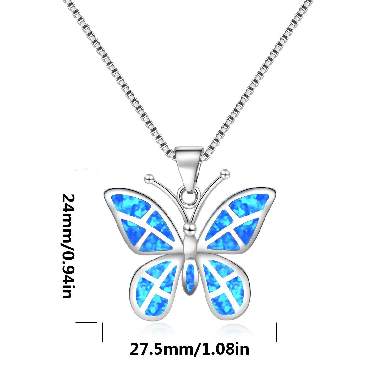 Jewelry Gifts for Girlfriend Mother Christmas，Butterfly Necklace for Women Multi Colors Opal Gemstone Butterfly Pendant Dainty Good Vibrations