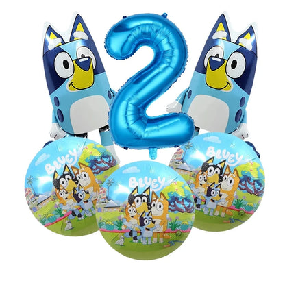 Bluey Christmas Birthday Party dinnerware Disposable Banner Cake Topper Hanging Flag bluey number Balloons Birthday Decoration Good Vibrations