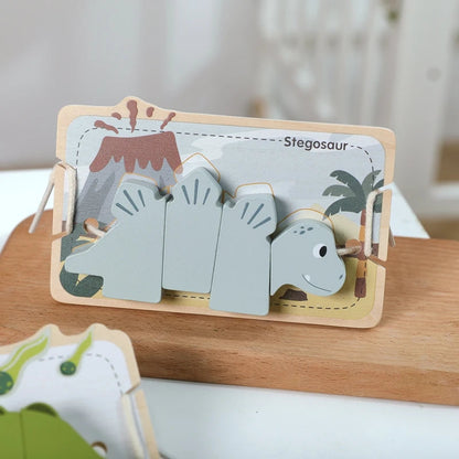 Wooden Animal Threading Toy Baby Finger Fine Sports Toy Cartoon Dinosaur Puzzle Kid Montessori Educational Toy Gift For Children Good Vibrations