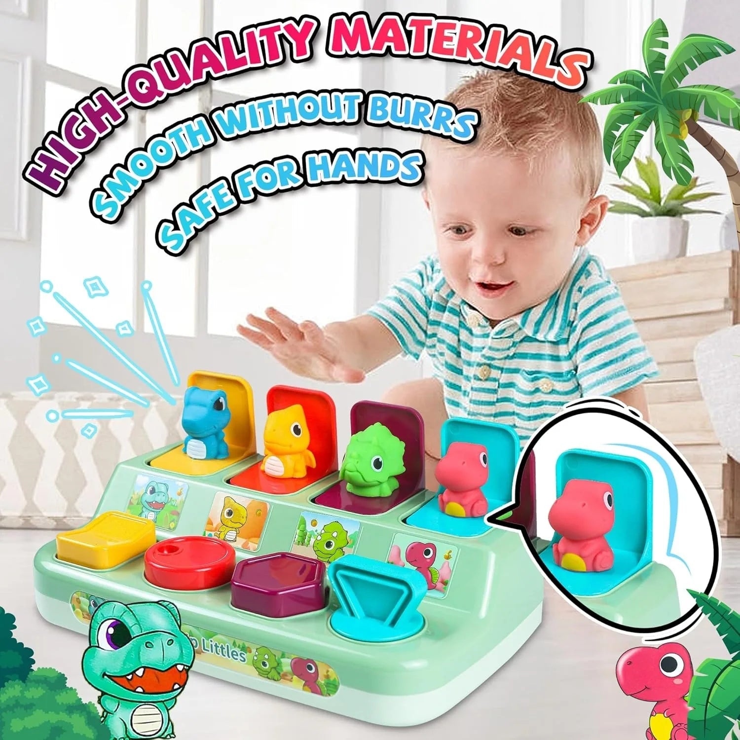 Pop Up Animal Toy, Interactive Baby Toys for 1-3 Year Olds, Montessori Cause & Effect Toys, Early Learning Toys for Toddlers Good Vibrations